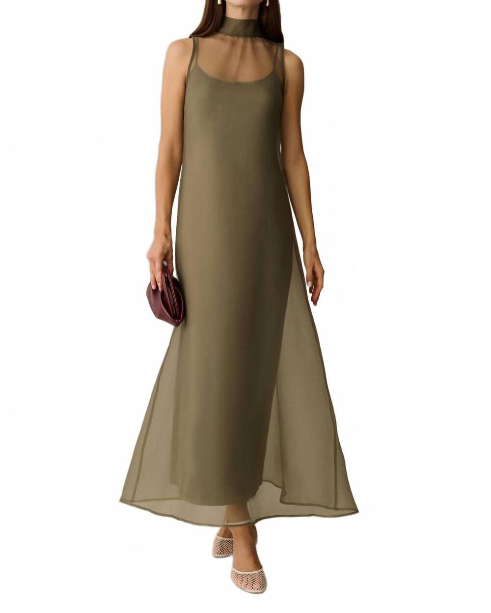 NEW FEW MODA alette dress in moss grey